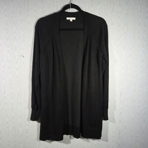89th & Madison Cardigan Women S Small Longline Black Knit Open Front Raglan